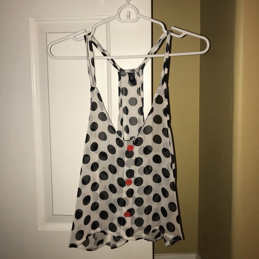 Sheer polka dot tank top